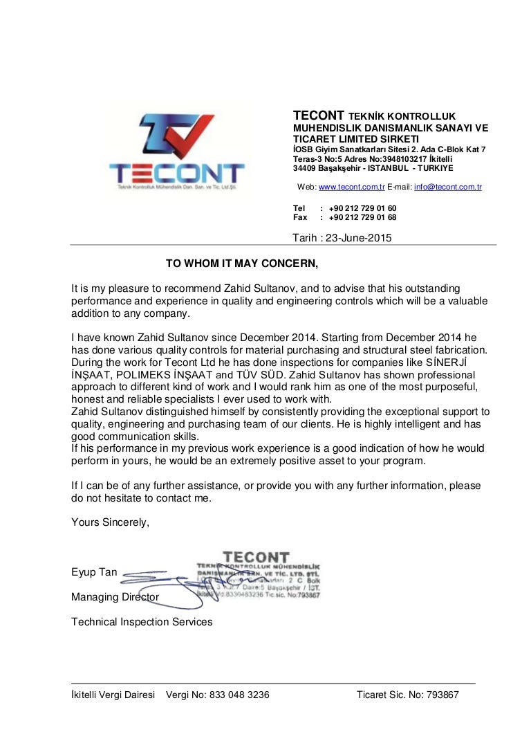 Reference Letter for ZS