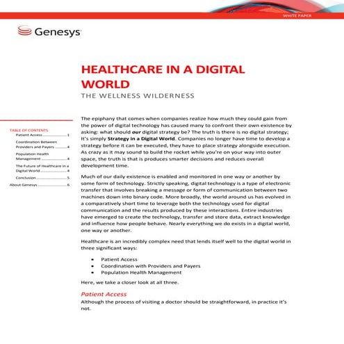 Healthcare in a Digital World