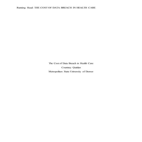 Cost of Data Breah in Healthcare_Quinlan, Courtney