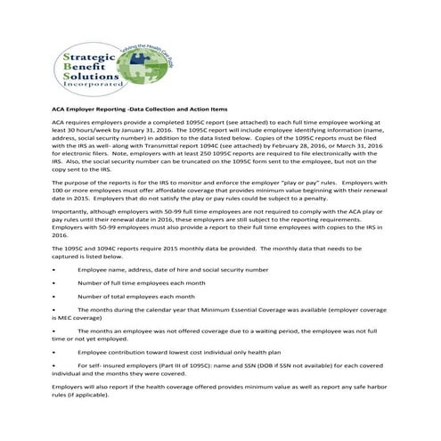 ACA Employer Reporting