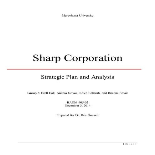 Sharp Corporation final paper- business policy and strategy
