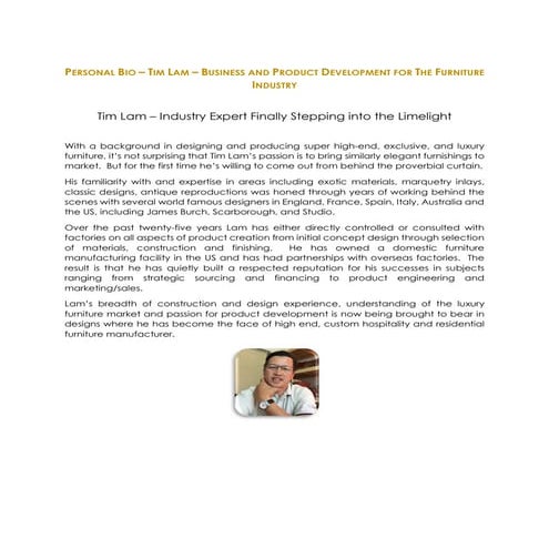 TIM LAM PERSONAL BIO | PDF