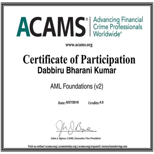 ACAMS Foundation Certificate PPT