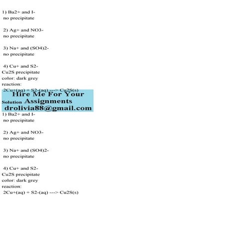 1) Ba2+ and I- no precipitate 2) Ag+ and NO3- no precipitate.pdf