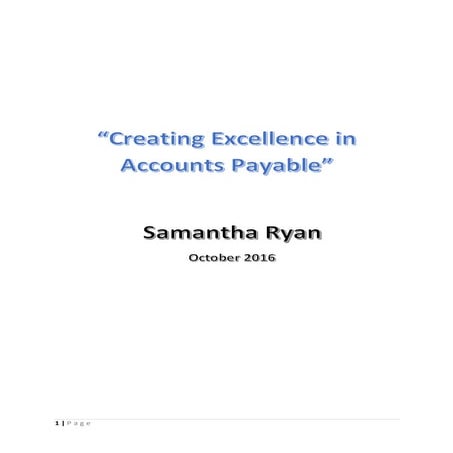 Creating Excellence in Accounts Payable October 15