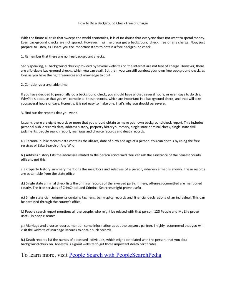 how to do a background check free of charge