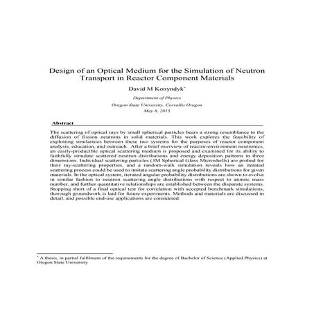 Design of an Optical Medium for the Simulation of Neutron Transport in Reacto...
