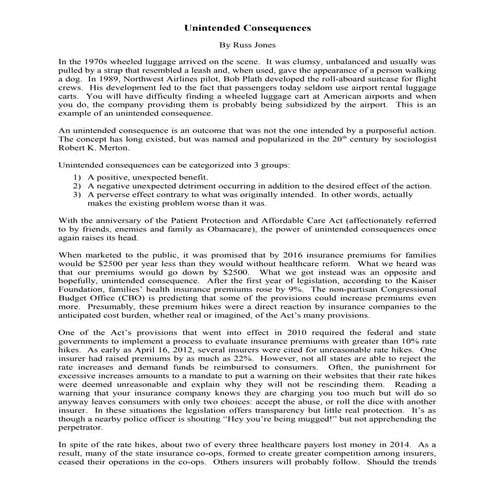 Unintended Consequences 1-5-16