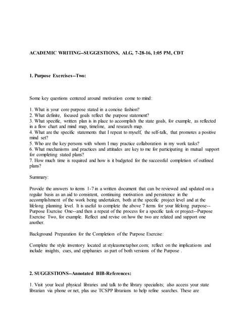 ACADEMIC WRITING--SUGGESTIONS 7-28-16