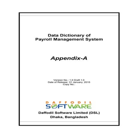 Data Dictionary Payroll version 1.0 Draft 1.0
