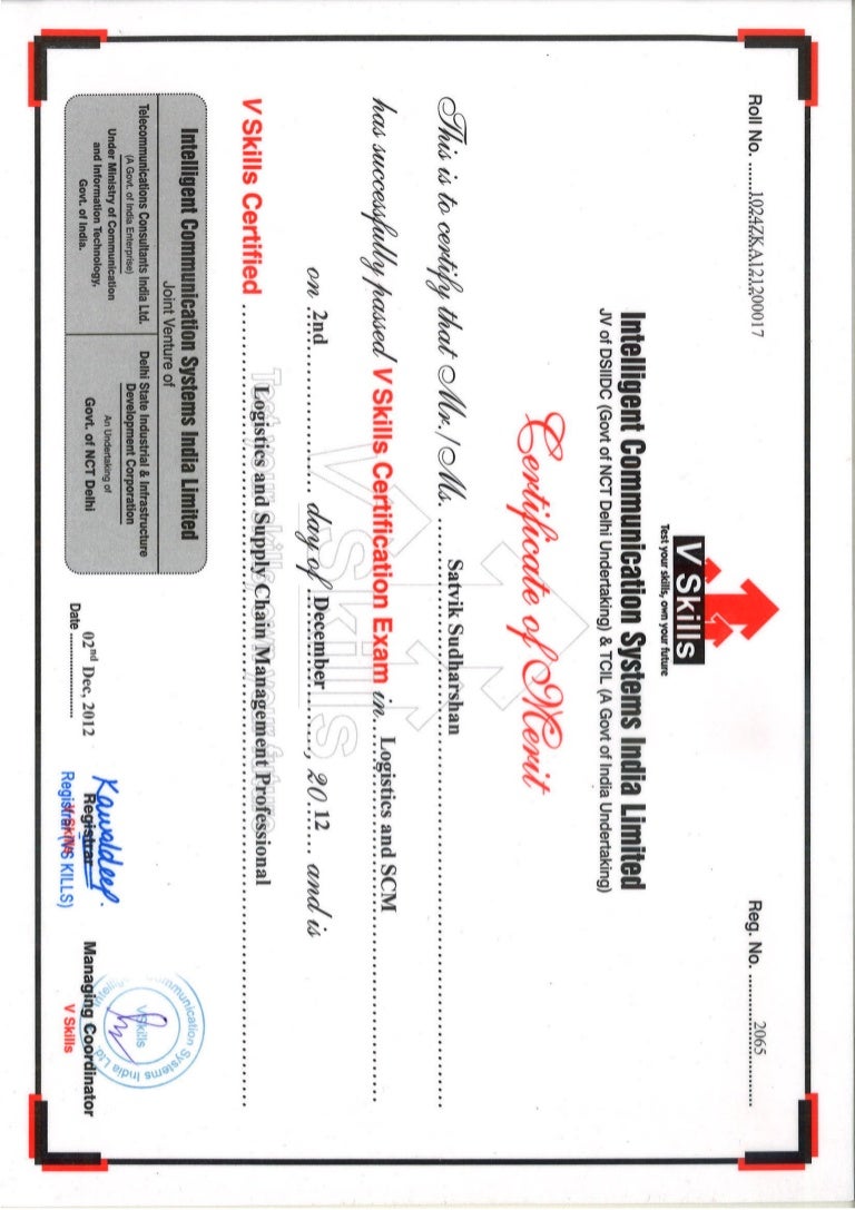 Supply chain Certificate