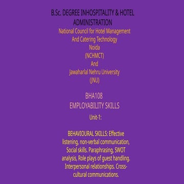 Behavioral Skills / Employability Skills