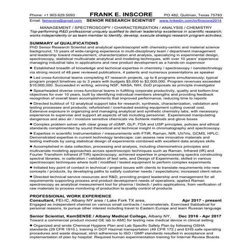 1b fe inscore sr research scientist resume 2019
