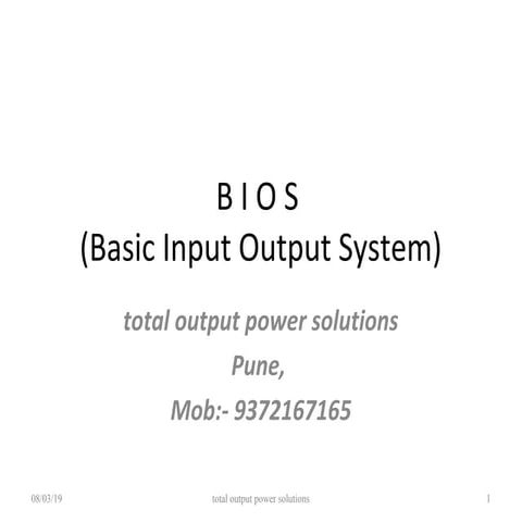 BASIC INPUT OUTPUT SYSTEM related to a PC | PPT