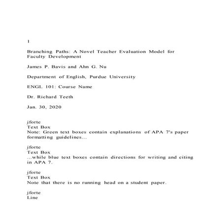 1 Branching Paths A Novel Teacher Evaluation Model for Fa
