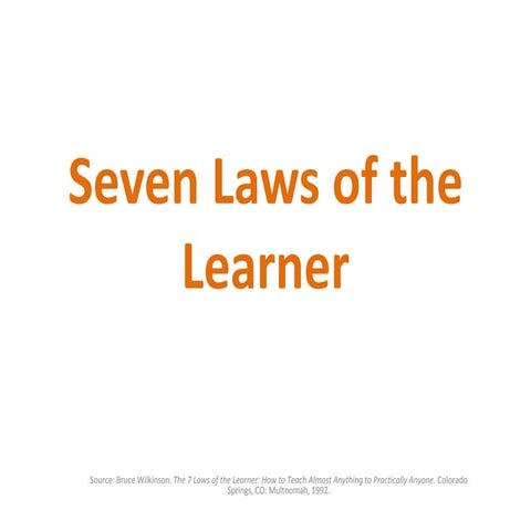 Seven laws of the learner