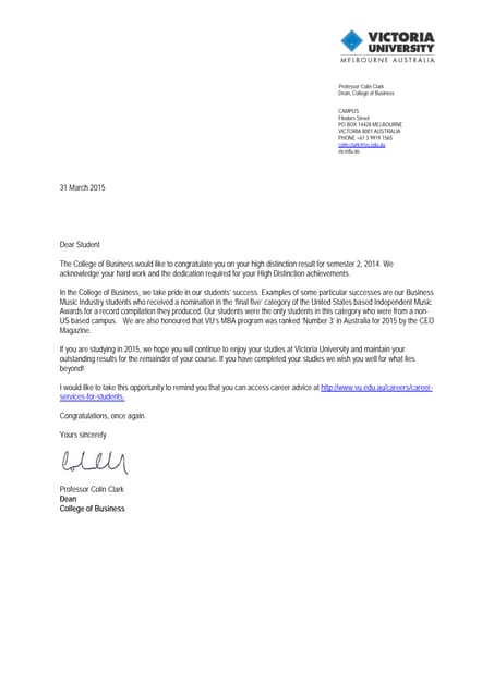 Dean's List Letters_Fall 2014_EUdovich | PDF