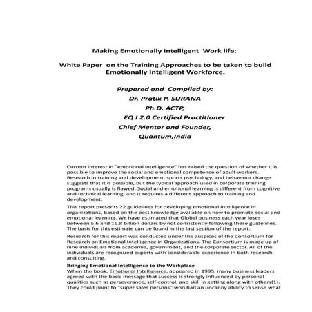 White Paper on Making Emotionally Intelligent Work Life