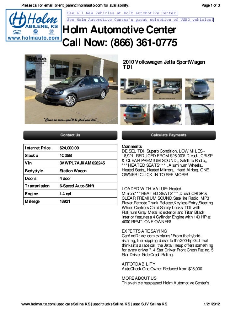 Used 2010 Volkswagen Jetta Salina Ks Holm Automotive Center 1c35b
