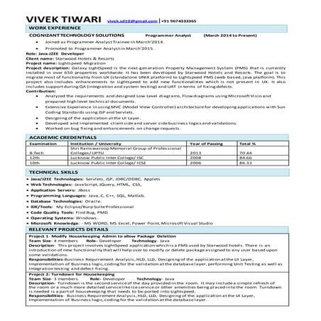 Vivek Tiwari resume