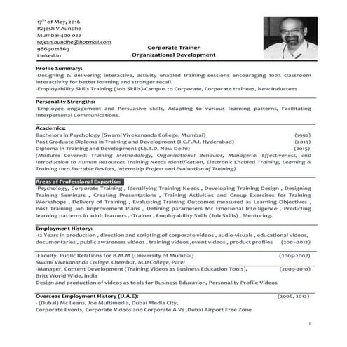 Trainer Profile - v08 260916 | PDF