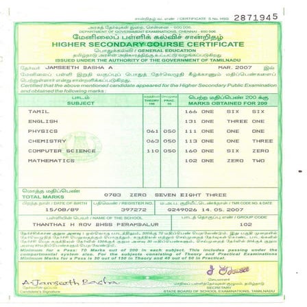 006- 12th Mark Sheet