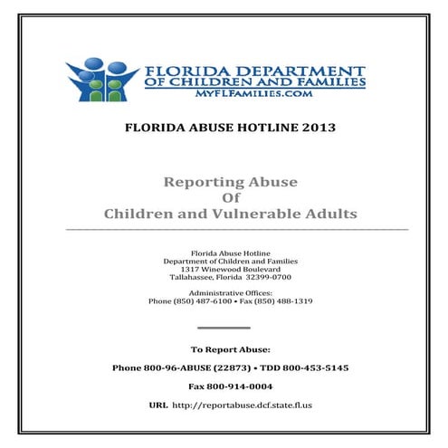 REPORTING ABUSE OR CHILDREN AND VULNERABLE ADULTS | PDF