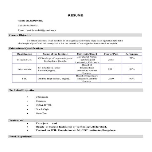 narahari resume