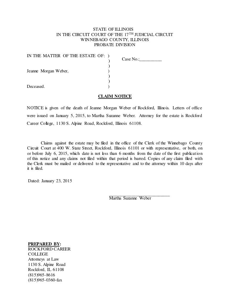 Claim Notice To Publish