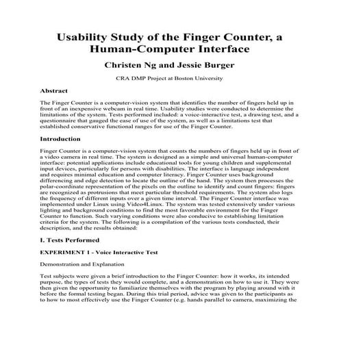Usability Study of the Finger Counter