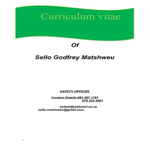 SELLO MATSHWEU CV 2016