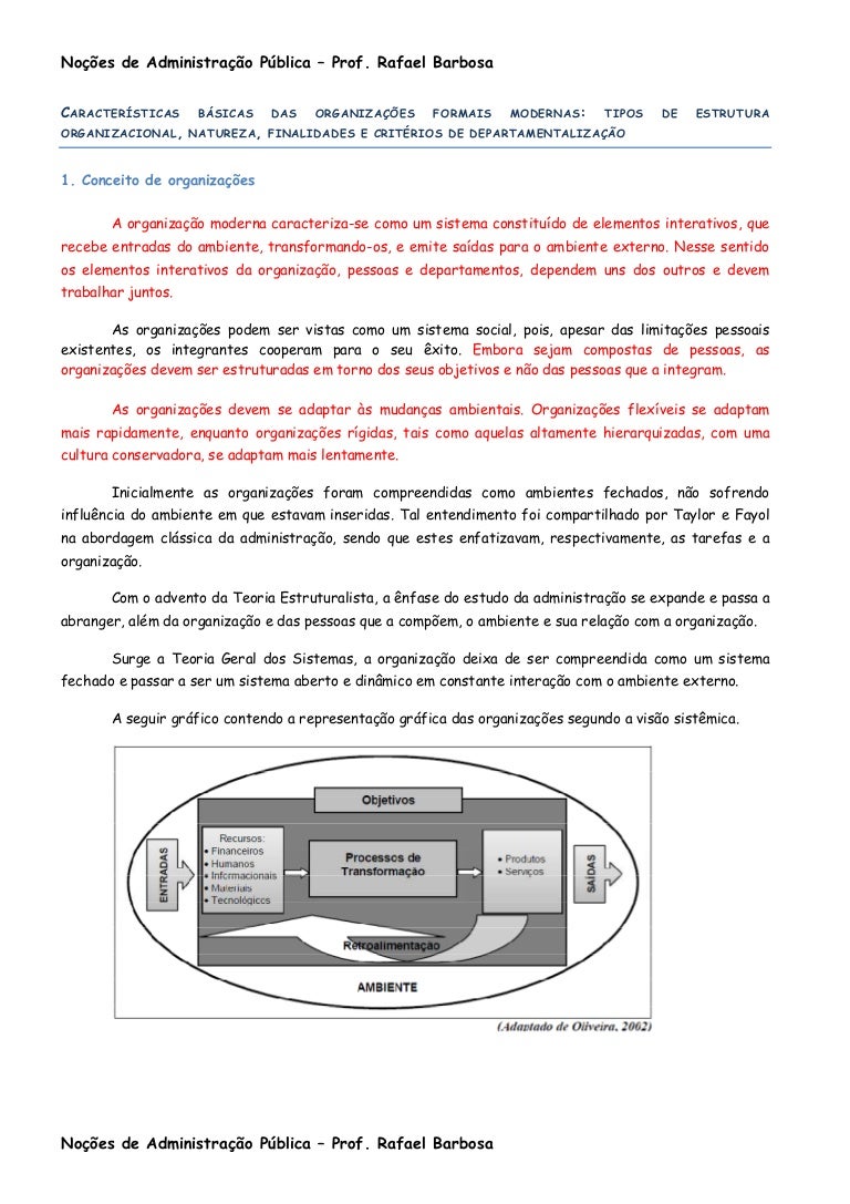 1 Características Básicas Das Organizações Formais Modernas