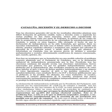 Cataluña. El derecho a decidir. Autodeterminación