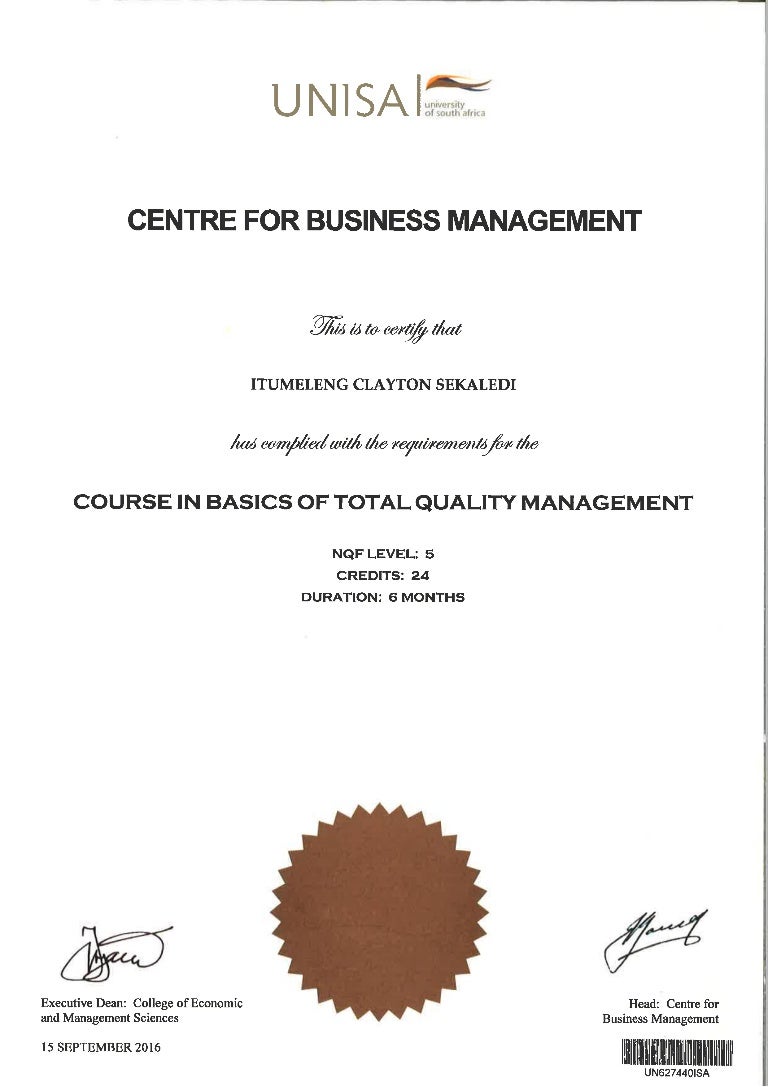 Certificate - QUALITY