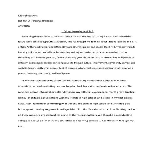 Personal Brand lifelong learning