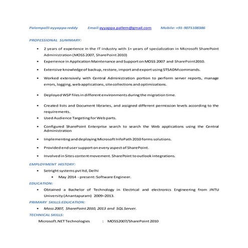 Ayyappa Reddy Resume