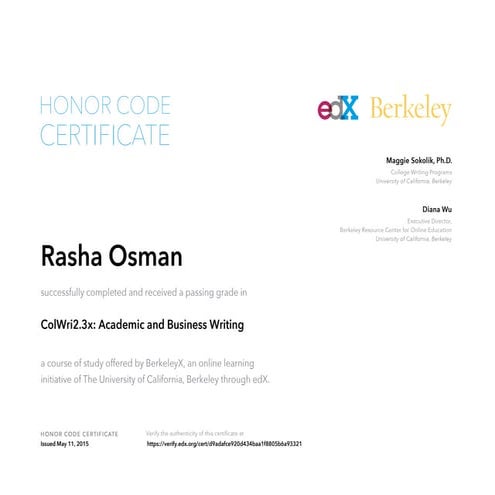 Academic and Business Writing Certificate