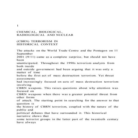 1CHEMICAL, BIOLOGICAL, RADIOLOGICAL AND NUCLEAR (CBR