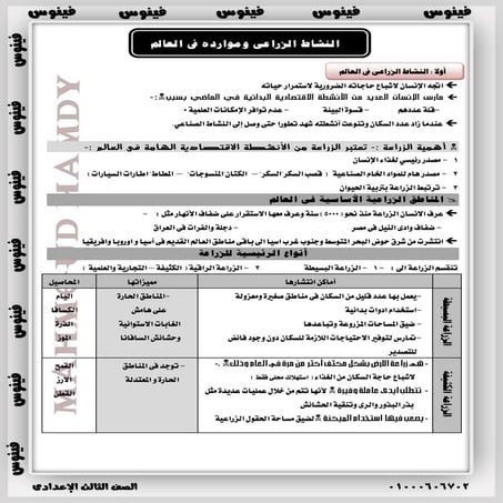 مذكرات فينوس - الصف الثالث الاعدادى - ترم ثانى ( مذكرات العميد )
