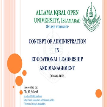 CONCEPT OF ADMINISTRATION IN EDUCATIONAL LEADERSHIP AND MANAGEMENT