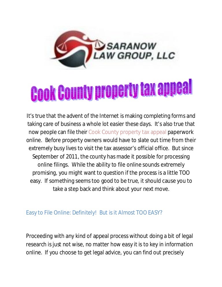 Planning a Residential Cook County Property Tax Appeal? Better Be Rea…