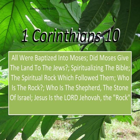 1 Corinthians 10;10, Moses Gave Land; Spiritualizing; The Spiritual Rock?; Sh...