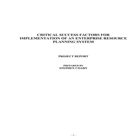 Critical Success Factors for Implementation of ERP Projects | PPT