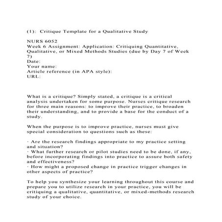 (1)  Critique Template for a Qualitative StudyNURS 6052Week.docx