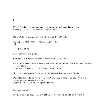 1  CS110 - Introduction to Computers and Applications .docx