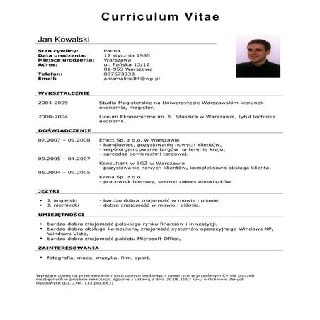 Cv pol.europass clauzula polskie cv | PDF