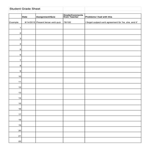 Student Grade Sheet