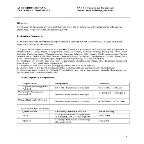 Amit Shrivastava SAP_SD