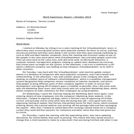Work Experience Report
