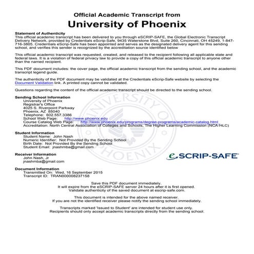 JNash_UOP Transcript